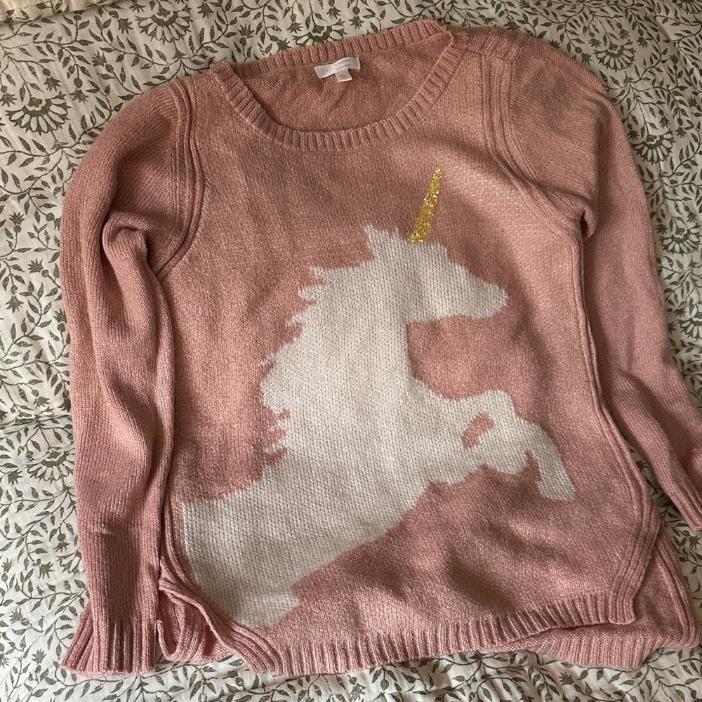 LC Lauren Conrad Pink Sweater with Unicorn Design
